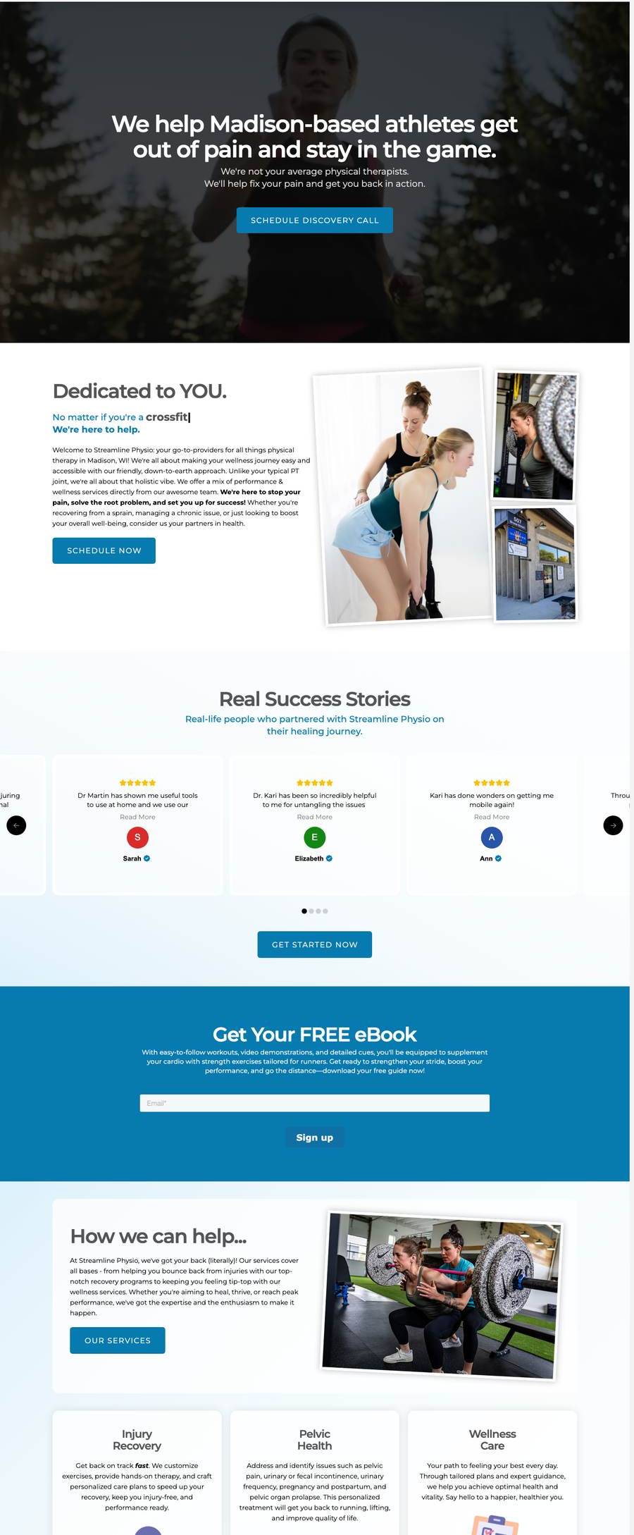 Streamline Physio website homepage